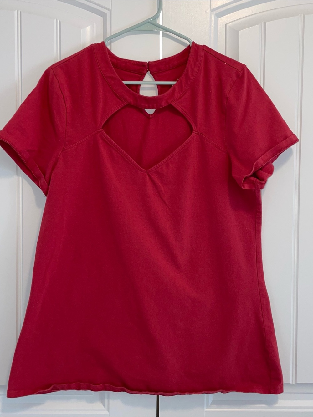 torrid Red Short Sleeve Top with Heart Neckline Cutout